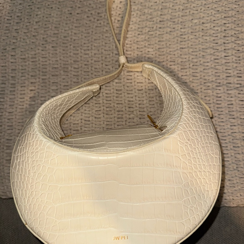 JW PEI Ivory Croc-Embossed Shoulder Bag
